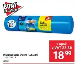 Selgros JAN NIEZBĘDNY WORKI NA ŚMIECI 120 L, 25 SZT. oferta