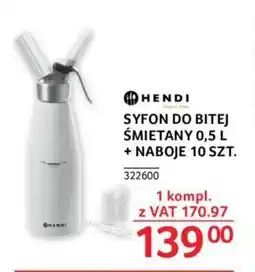 SYFON DO BITEJ ŚMIETANY 0,5 L + NABOJE 10 SZT.