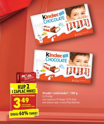 Biedronka Kinder czekolada 100g oferta