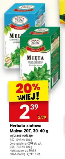 Twój Market Herbata ziołowa Malwa 20T, 30-40 g oferta