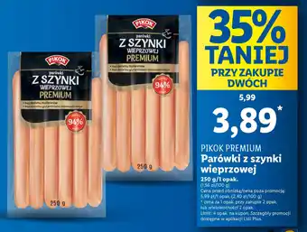 Lidl PIKOK PREMIUM Parówki z szynki wieprzowej 250 g oferta