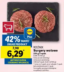 Lidl RZEŹNIK Burgery wołowe 220 g oferta
