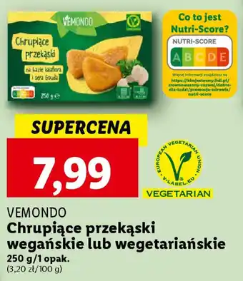 Lidl VEMONDO Chrupiące przekąski wegańskie lub wegetariańskie 250 g oferta