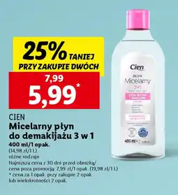 Lidl CIEN Micelarny płyn do demakijażu 3 w 1, 400 ml oferta