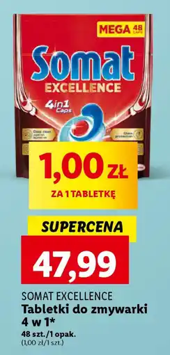 SOMAT EXCELLENCE Tabletki do zmywarki 4 w 1, 48 szt.