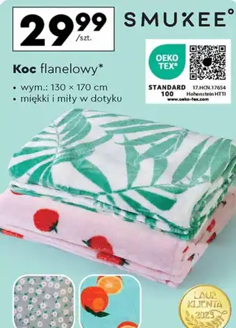 Biedronka SMUKEE Koc flanelowy 130x170 cm oferta