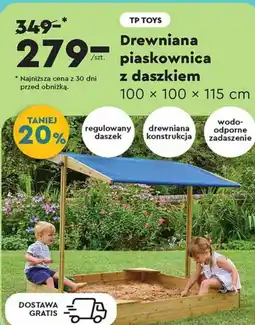 Drewniana piaskownica z daszkiem