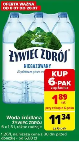 Carrefour Woda źródlana ŻYWIEC ZDRÓJ 6 x 1,5 l oferta