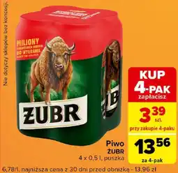 Carrefour Piwo ŻUBR 4 x 0,5 l oferta