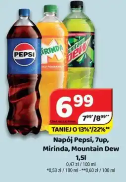 Delfin Napój Pepsi, 7up, Mirinda, Mountain Dew 1,5 l oferta