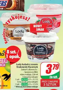 Dino Lody śmietankowe z sosem czekoladowym Krakowskie lody z rycerzykiem oferta