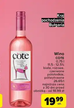 Wino półsłodkie Cote