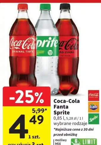 Intermarche Coca-Cola Fanta Sprite 0,85l oferta