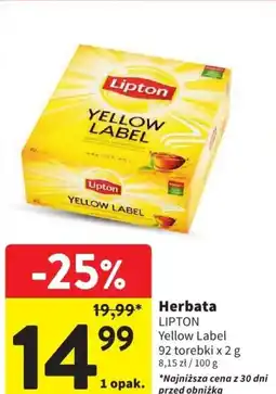 Intermarche Lipton Herbata Yellow Label 92 torebki oferta