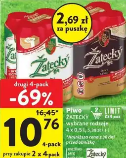 Intermarche Piwo Žatecky wybrane rodzaje 4 x 0,5l oferta