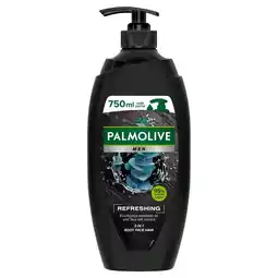 Carrefour Palmolive MEN Refreshing odświeżający żel pod prysznic dla mężczyzn 3w1 eukaliptus sól morska 750ml oferta