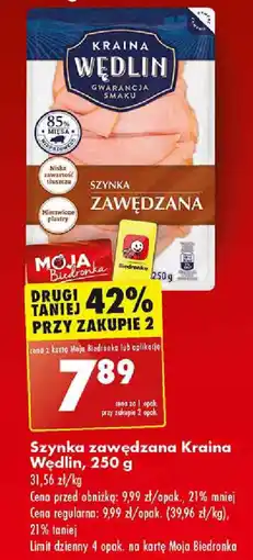 Biedronka Szynka zawędzana Kraina Wędlin, 250 g oferta