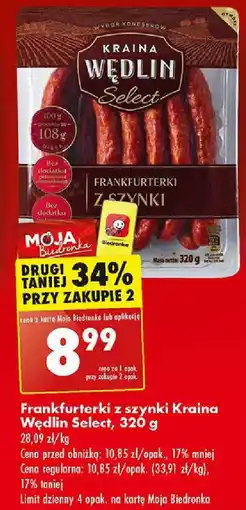 Biedronka Frankfurterki z szynki Kraina Wędlin Select, 320 g oferta