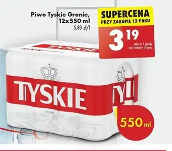 Biedronka Piwo Tyskie Gronie, 12 x 550 ml oferta