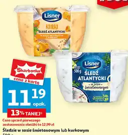 Auchan Lisner Śledź w sosie śmietanowym lub kurkowym oferta