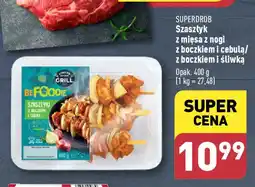 ALDI SUPERDROB Szaszłyk z mięsa z nogi z boczkiem i cebulą / z boczkiem i śliwką 400 g oferta