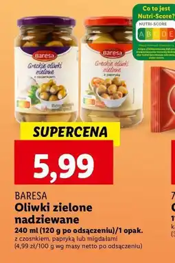 Lidl Oliwki zielone nadziewane czosnkiem Baresa oferta