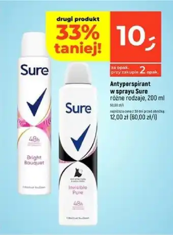 Dealz Antyperspirant w sprayu Sure 200 ml oferta