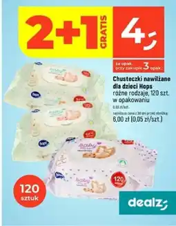 Dealz Chusteczki nawilżane dla dzieci Hops 120 szt. oferta