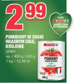 EuroSPAR SPAR Pomidory w sosie własnym całe, krojone 400g oferta
