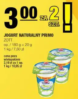 EuroSPAR Jogurt naturalny Primo Zott 180g + 20g oferta