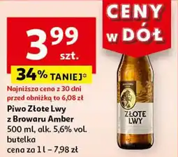 Auchan Piwo Złote Lwy z Browaru Amber 500 ml oferta