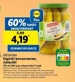 Lidl FRESHONA Ogórki konserwowe ćwiartki 720 ml oferta