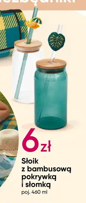 Pepco Słoik z bambusową pokrywką i słomką 460 ml oferta