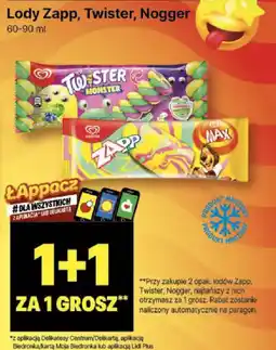 Delikatesy Centrum Lody Zapp, Twister, Nogger 60-90 ml oferta