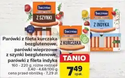 Carrefour Parówki z fileta kurczaka bezglutenowe, parówki wieprzowe z szynki bezglutenowe, parówki z fileta indyka 160-220 g oferta