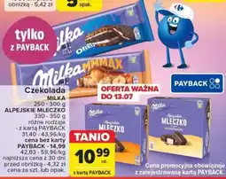 Carrefour Czekolada MILKA 250-300 g / ALPEJSKIE MLECZKO 330-350 g oferta