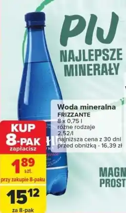 Carrefour Woda mineralna FRIZZANTE 8x0,75l oferta