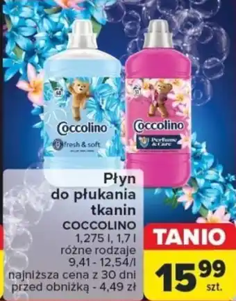 Carrefour Płyn do płukania tkanin COCCOLINO 1,275l, 1,7l oferta