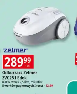 E.Leclerc Odkurzacz Zelmer ZVC251 Edek 800 W, worek 2,5 litra, mikrofiltr oferta