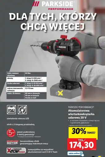 Lidl PARKSIDE PERFORMANCE Akumulatorowa wiertarkowkrętarka udarowa 20 V oferta