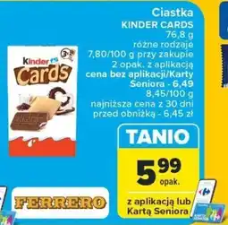 Carrefour Ciastka KINDER CARDS 76,8 g oferta