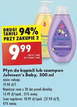 Biedronka Płyn do kąpieli lub szampon Johnson's Baby, 500 ml oferta
