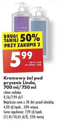Biedronka Kremowy żel pod prysznic Linda, 700 ml/750 ml oferta