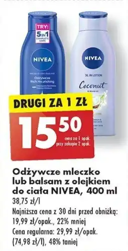 Biedronka Odżywcze mleczko lub balsam z olejkiem do ciała NIVEA, 400 ml oferta