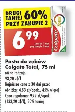 Biedronka Pasta do zębów Colgate Total, 75 ml oferta