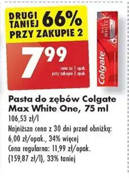 Biedronka Pasta do zębów Colgate Max White One, 75 ml oferta