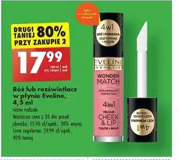 Biedronka Róż lub rozświetlacz w płynie Eveline, 4,5 ml oferta