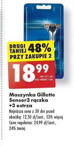 Biedronka Maszynka Gillette Sensor3 rączka + 3 ostrza oferta