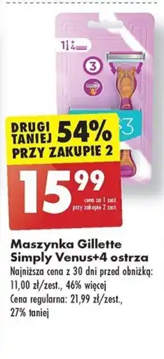 Biedronka Maszynka Gillette Simply Venus + 4 ostrza oferta