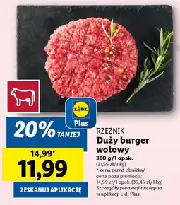 Lidl RZEŹNIK Duży burger wołowy 380 g oferta